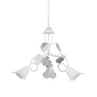 Kronleuchter Marilena Silber/Weiß max. 6 Watt - Silberfarben/Weiß, KONVENTIONELL, Glas/Metall (60/110cm)