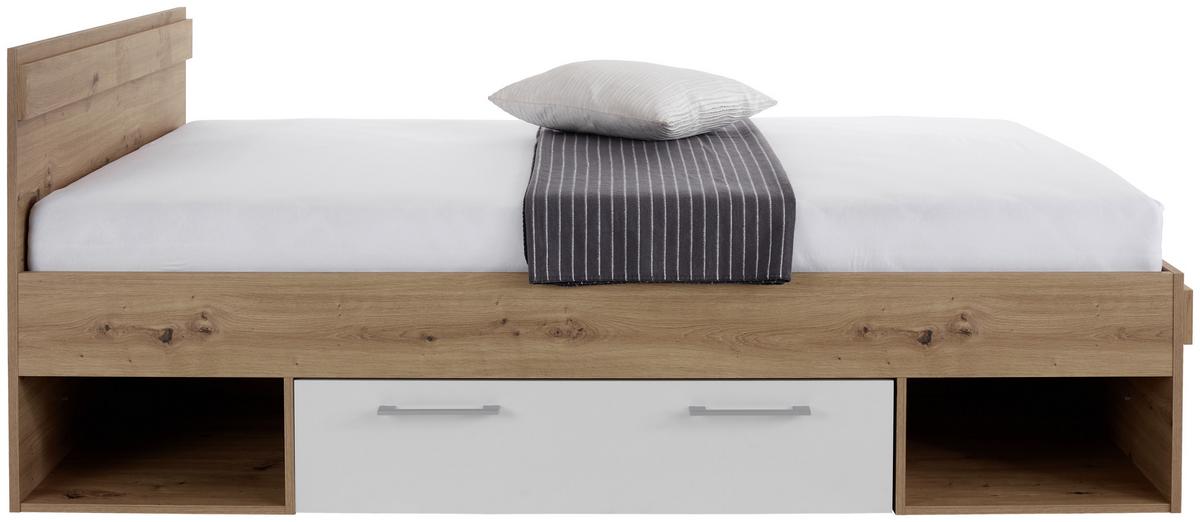 Krevet Box 120 - bijela/hrast Artisan, Moderno, drvni materijal (120/200cm) - Modern Living