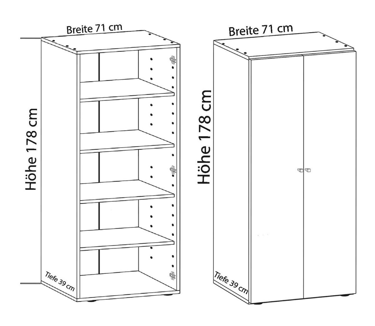 MEHRZWECKSCHRANK VANDOL I 5 DT - Weiss/Silberfarben, Design, Holzwerkstoff/Kunststoff (70/178/39cm) - MID.YOU