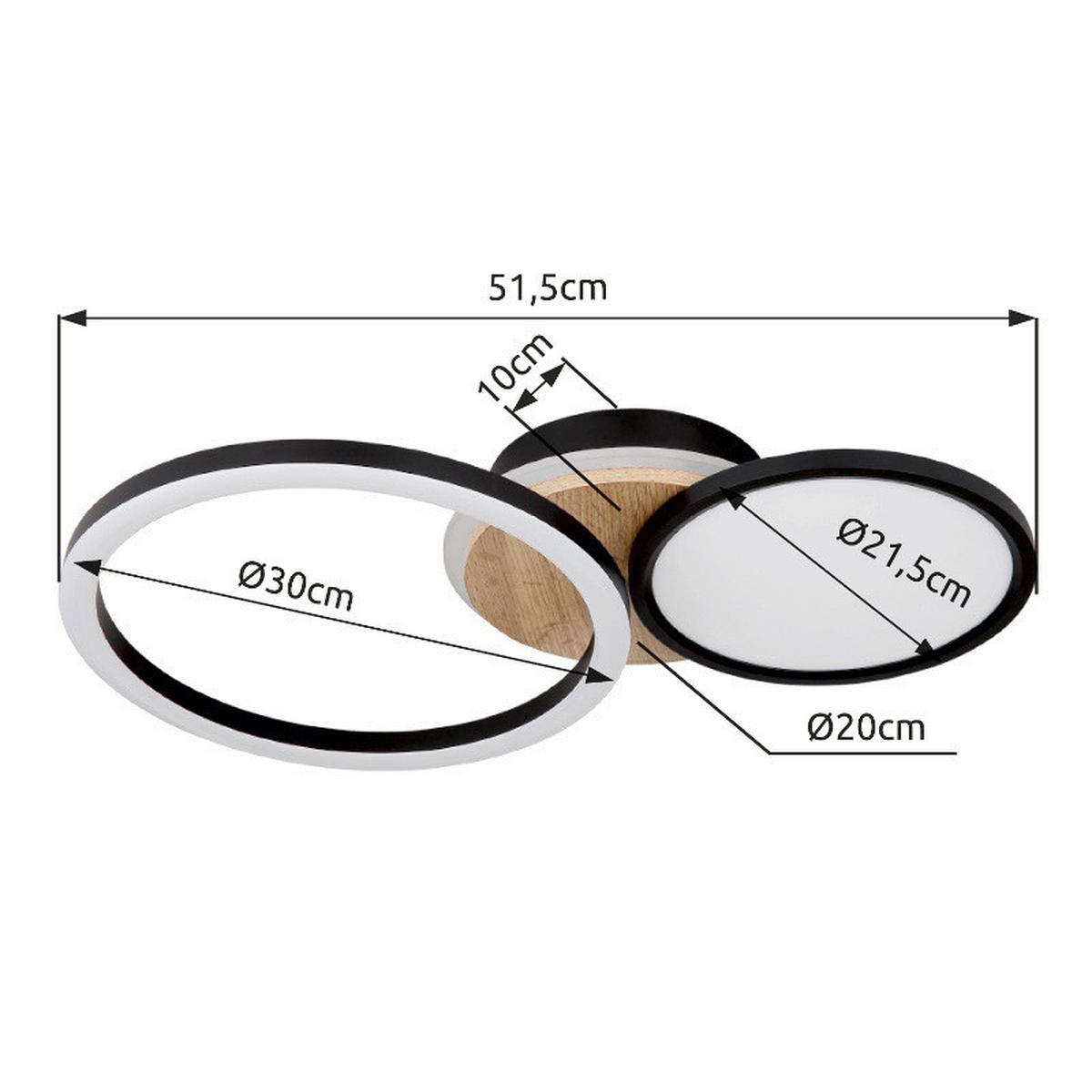 LED-DECKENLEUCHTE 67273-28 SID - Weiss/Dunkelbraun, Design, Holzwerkstoff/Kunststoff (51,5/30/10,5cm) - Globo