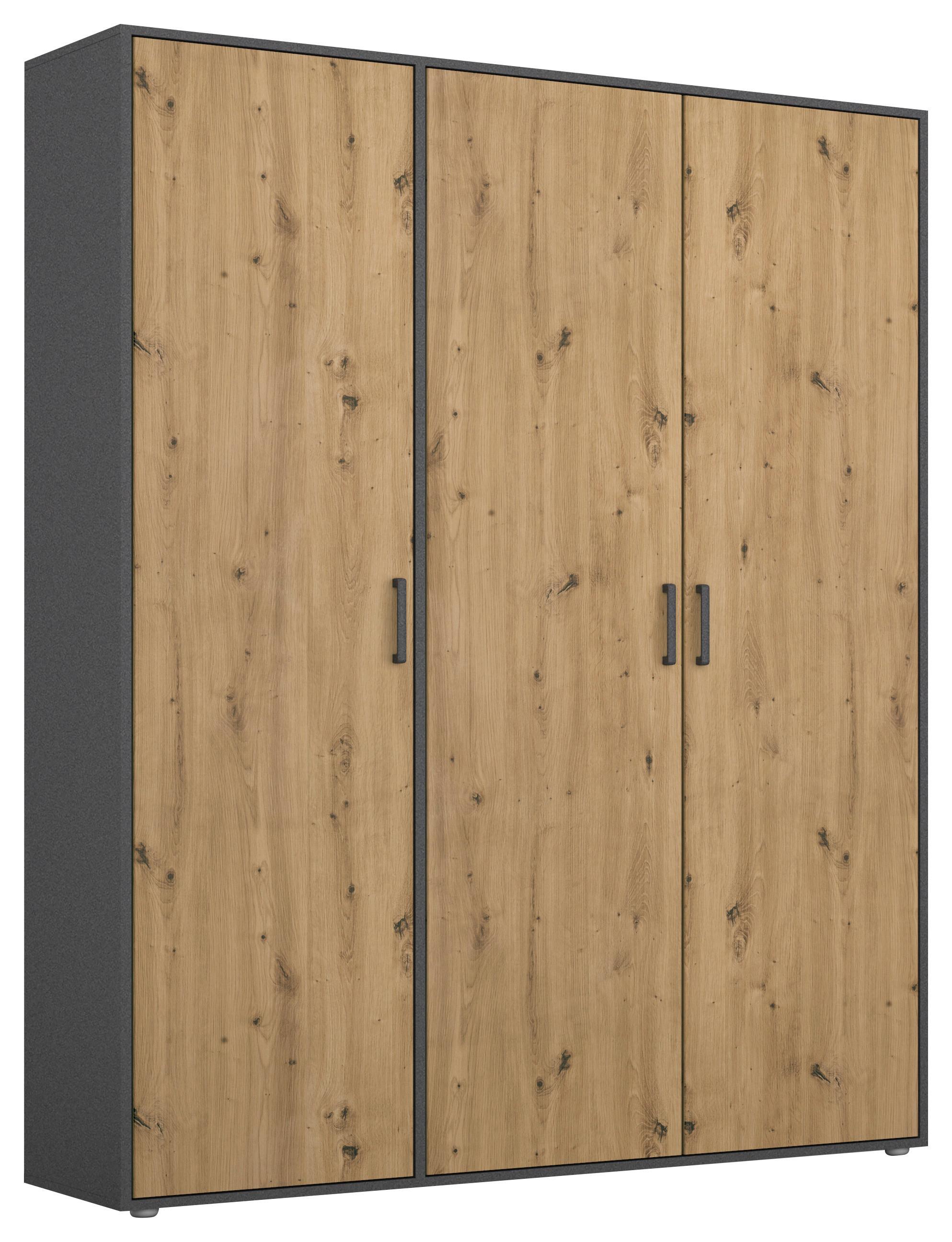 Ormar S Klasičnim Vratima Voyager - siva/hrast Artisan, Moderno, drvni materijal/plastika (140/194/53cm) - Modern Living