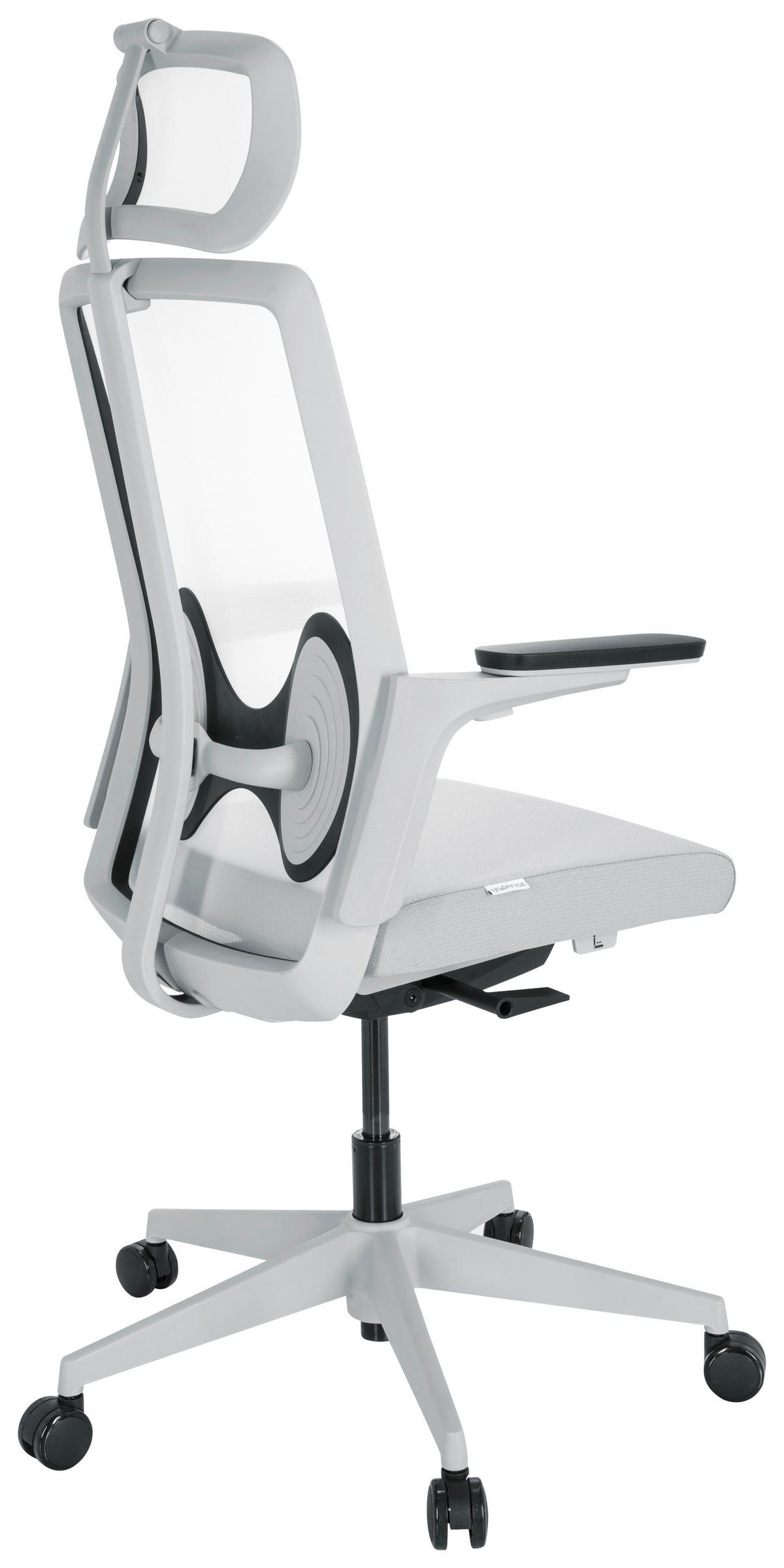 Pisarniški Stol Arceo W, Siva - siva/bela, Basics, umetna masa/tekstil (66/123-139/66cm) - MID.YOU