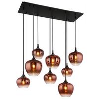 Hängeleuchte Maxy Schwarz/Kupferfarben max. 40 W - Klar/Chromfarben, Design, Glas/Metall (105/45/120cm) - Globo