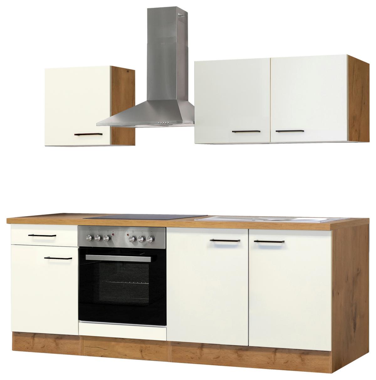 Küchenblock Avila Eichefarben/Magnolie - Eichefarben/Magnolie, MODERN, Holzwerkstoff/Metall (210cm) - FlexWell