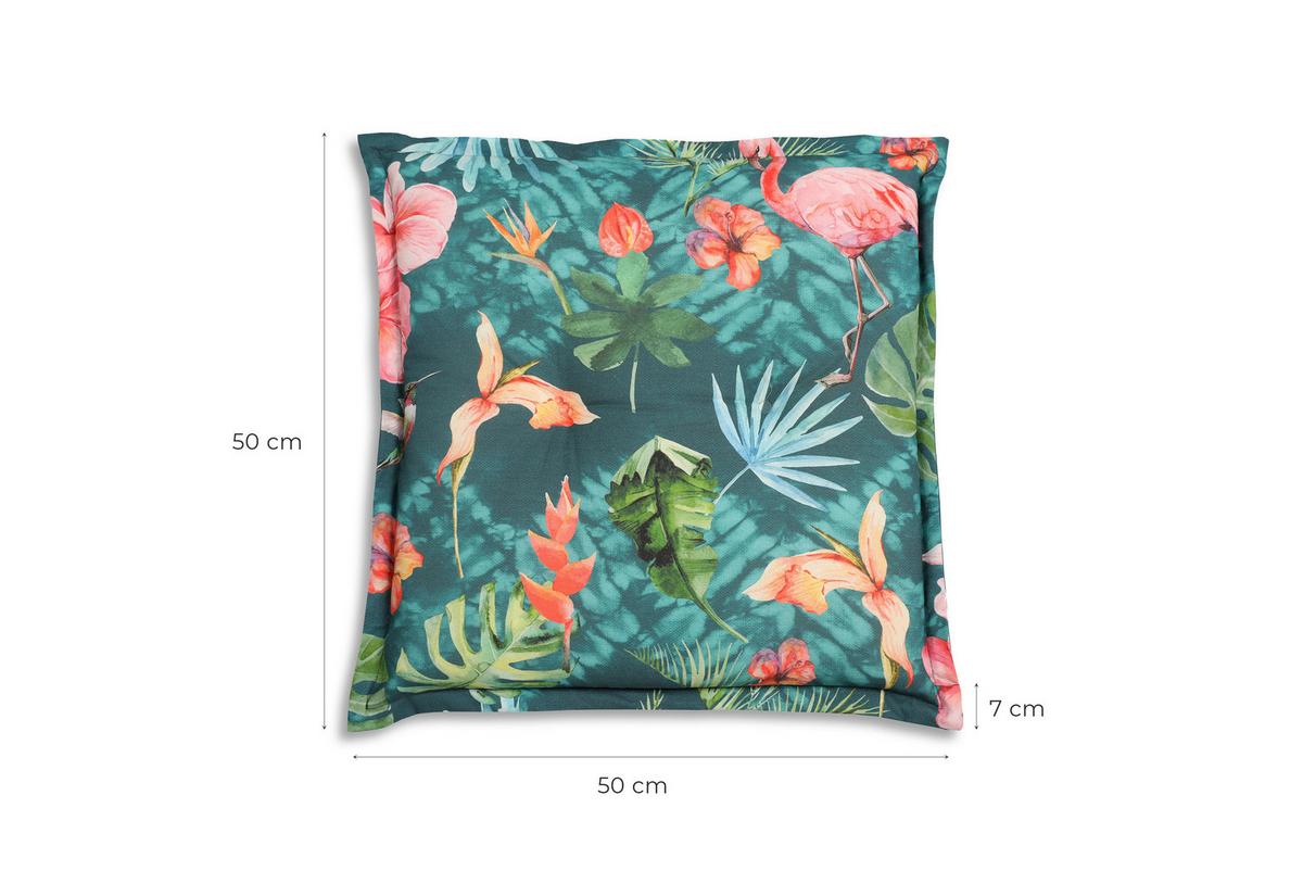 Gartensitzkissenset Blau/Grün/Rosa, 2-teilig - Blau/Rosa, Basics, Textil (50/7/50cm)