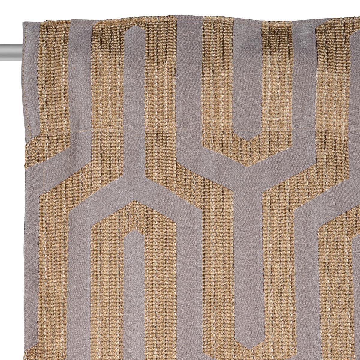ZASŁONA GOTOWA MALFOY - kolor złoty/taupe, Design, tkanina (140/245cm) - Ambiente