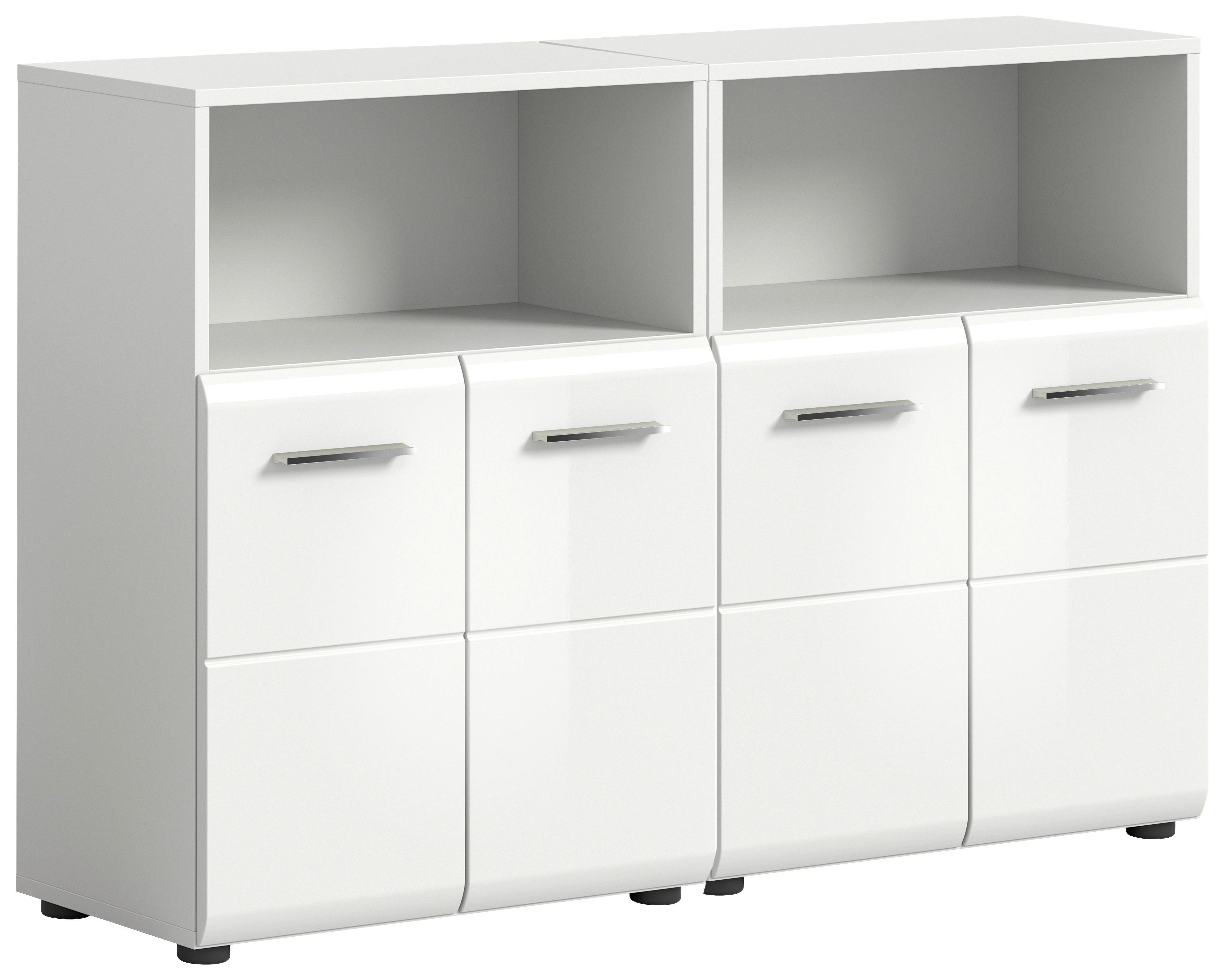 Srednje Visoka Omara Ice, Bela - srebrne barve/črna, Moderno, umetna masa/leseni material (120/80/30cm) - MID.YOU