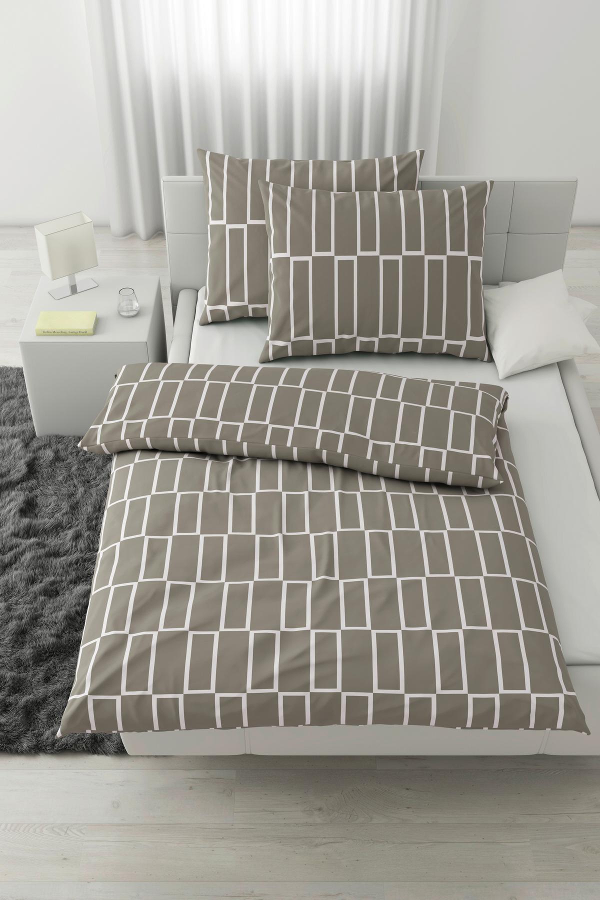 Posteljnina Brigg, Več Barv, 2x60/80, 200/200 - rjavosiva/črna, tekstil (200/200cm) - Modern Living