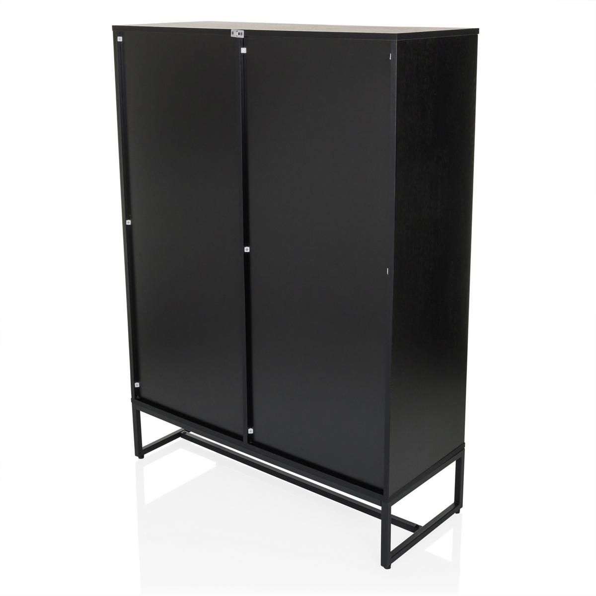 Visoka Komoda Amio, Črna, Barva Hrasta - črna/barve hrasta, Moderno, kovina/leseni material (100/140/40cm) - MID.YOU