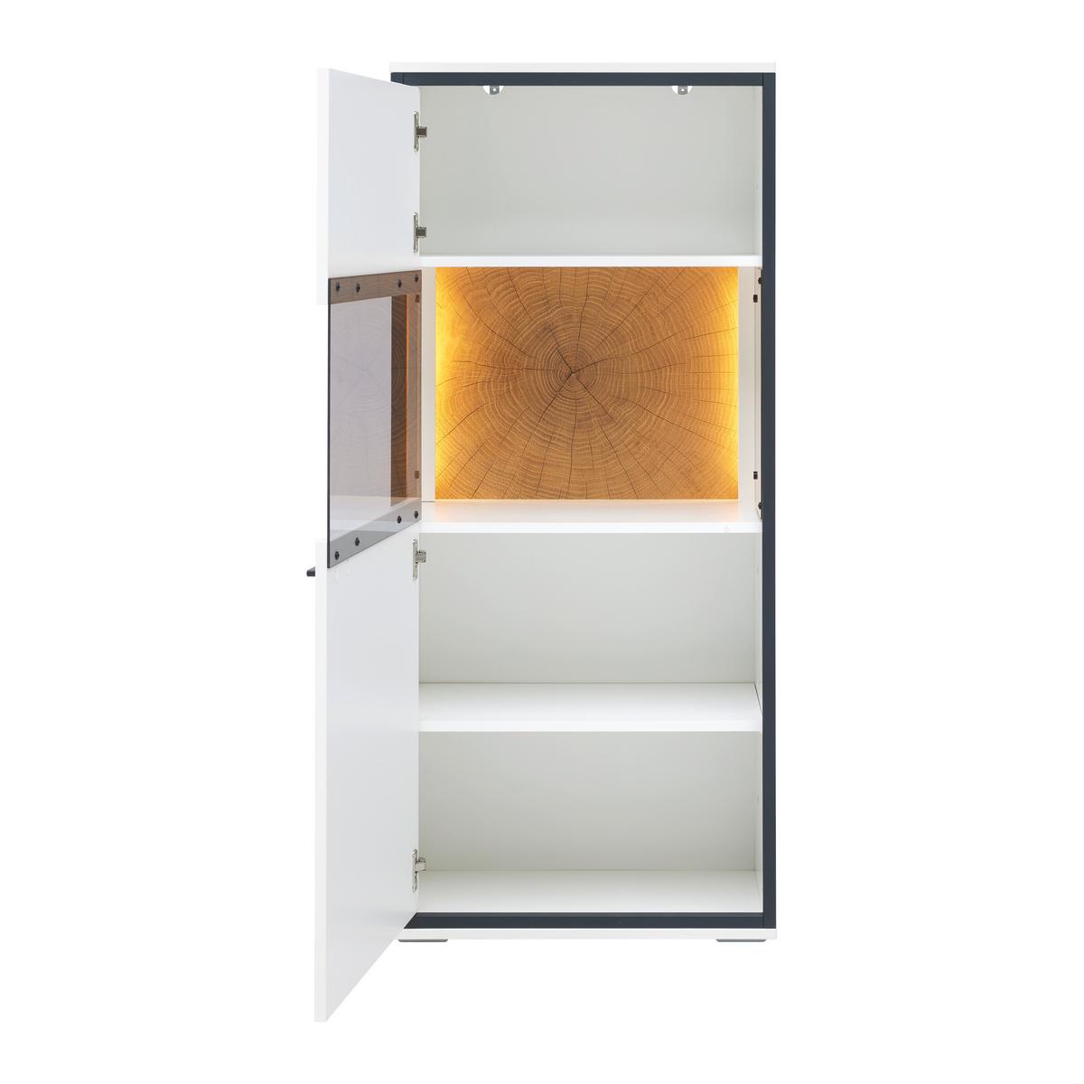 Highboard Florenz Schwarz/Weiß/Eiche Artisan - Schwarz/Weiß, MODERN, Glas/Holzwerkstoff (60,2/137,6/38cm) - Premium Living