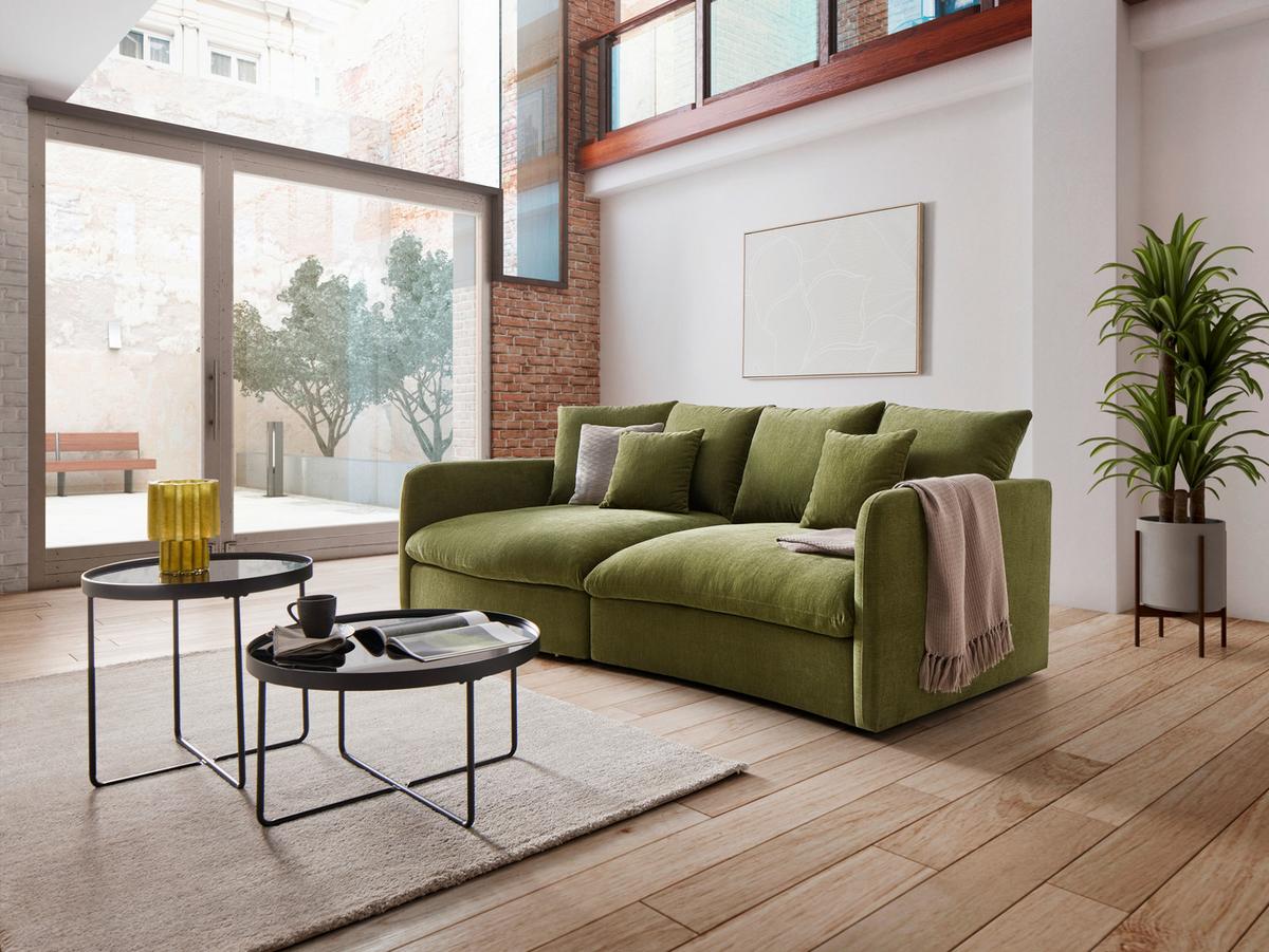 BIGSOFA ALABAMA - Dunkelgrün, MODERN, Holz/Holzwerkstoff (255/90/135cm) - Mömax