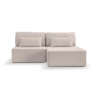 Ecksofa Amsterix Graubeige Schlaffunktion - Greige/Schwarz, Basics, Holz/Kunststoff (213/158cm) - MID.YOU