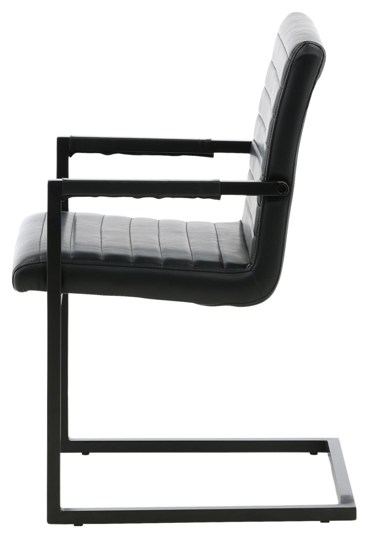 ARMLEHNSTUHL-SET ART - Schwarz, Design, Textil/Metall (54/88/63cm) - Livetastic