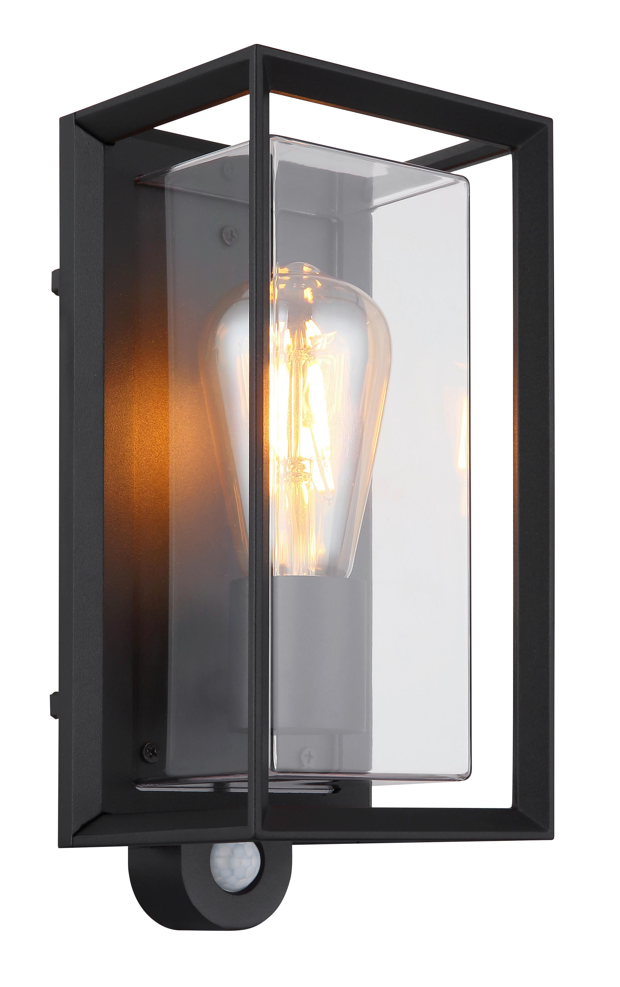 Außenleuchte Logana Schwarz max. 60 Watt - Klar/Schwarz, KONVENTIONELL, Kunststoff/Metall (13/28/12,2cm) - Globo