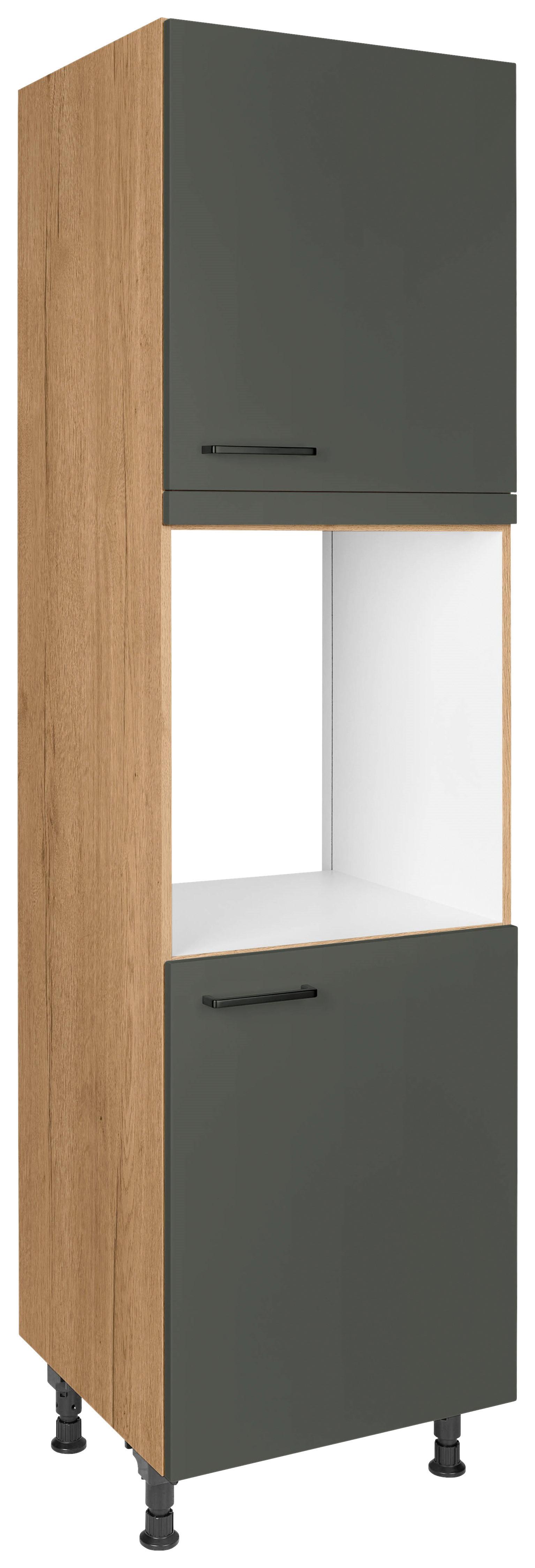 Geräteumbauschrank Easytouch Grün - Eichefarben/Schwarz, MODERN, Holzwerkstoff/Metall (60/216,6/58cm) - Nobilia