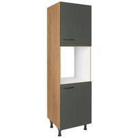 Geräteumbauschrank Easytouch Grün - Eichefarben/Schwarz, MODERN, Holzwerkstoff/Metall (60/216,6/58cm) - Nobilia
