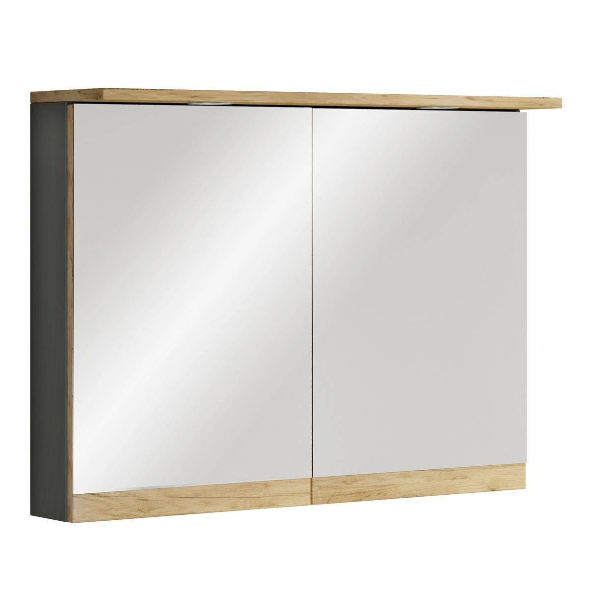 Spiegelschrank Cosila - Honigeiche/Anthrazit, Trend, Glas/Holzwerkstoff (80/59/23cm) - MID.YOU