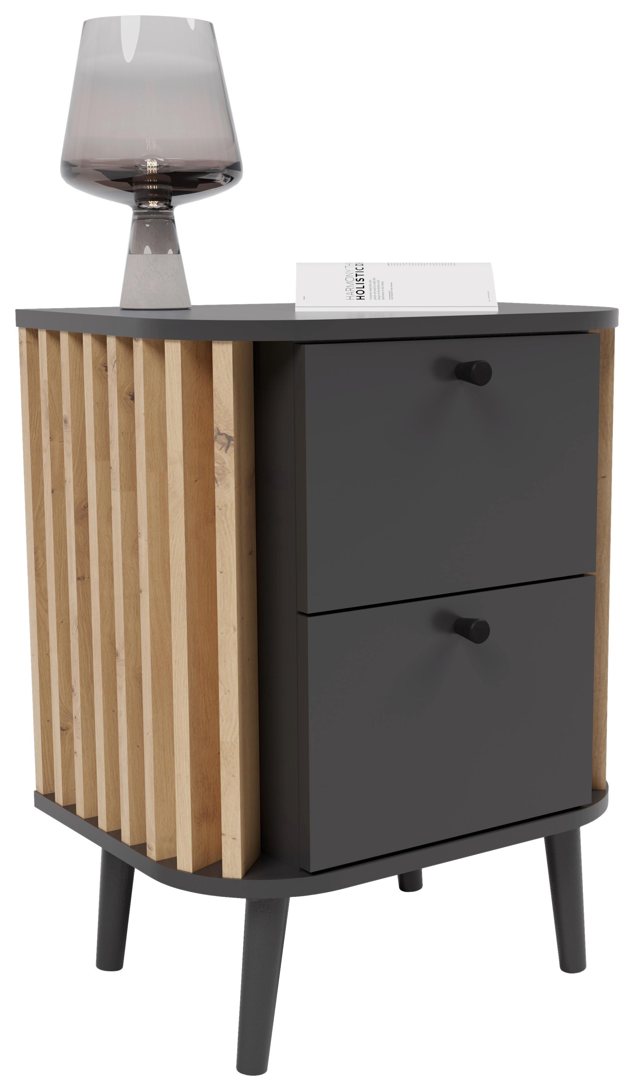 Nachtkästchen in Grau - Grau, Design, Holzwerkstoff (45/60/33cm) - Premium Living