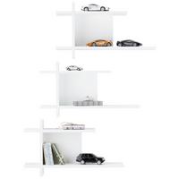 Wandregalset Weiß - Braun/Weiß, MODERN, Holz - Premium Living