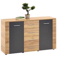 Komoda Uno - siva/barve hrasta, Moderno, leseni material (140/80/40cm) - Mömax