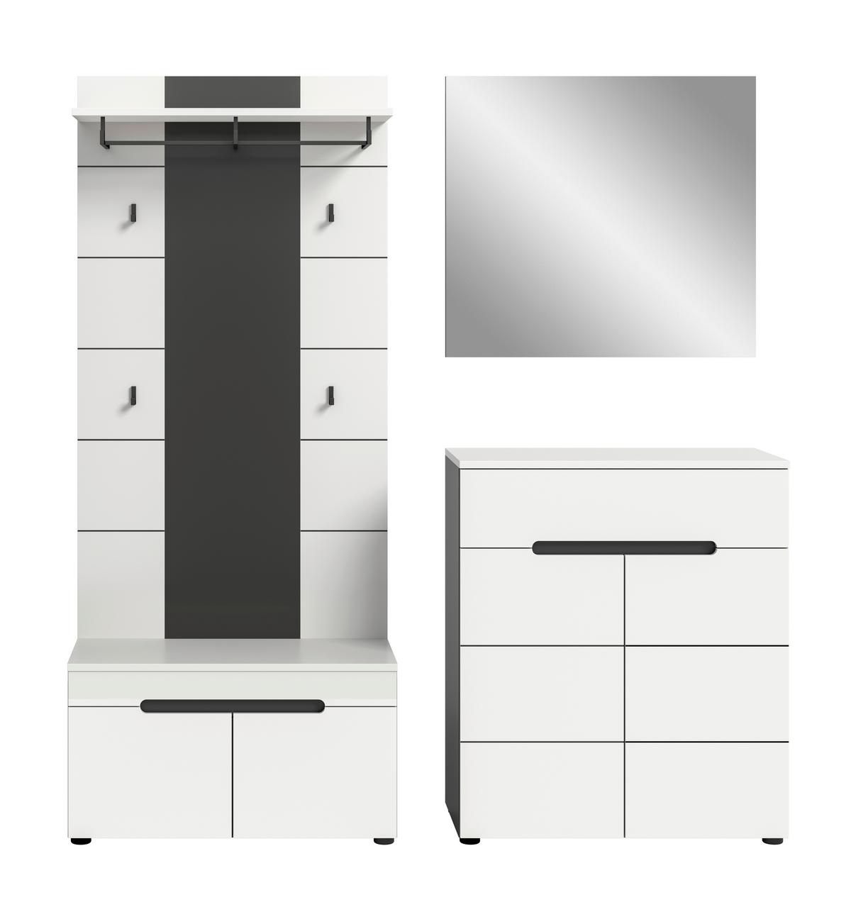 Predsoba Canu, Bela, Siva, 4-Delna - siva/bela, Design, leseni material (175/190/37cm) - Livetastic