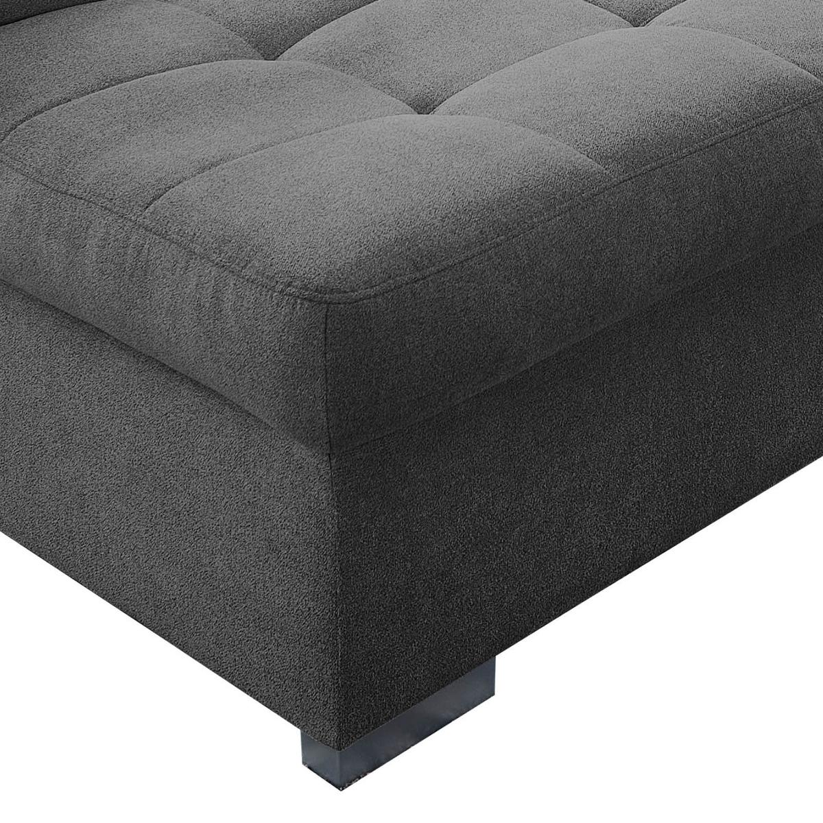 Wohnlandschaft Zira Anthrazit Nylon/Mikrofaser - Chromfarben/Anthrazit, Design, Holz/Kunststoff (169/330/212cm) - Livetastic