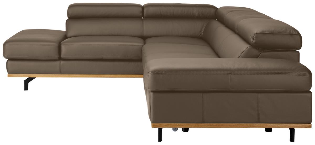 Wohnlandschaft Carmen links Haselnussfarben - Haselnussfarben/Schwarz, MODERN, Leder/Holz (292/72/226cm) - Premium Living