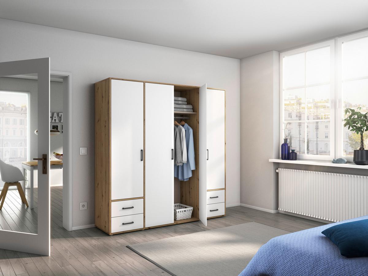 DULAP USI ROTATIVE VOYAGER - alb/stejar Artisan, Modern, material pe bază de lemn (187/194/53cm) - Modern Living
