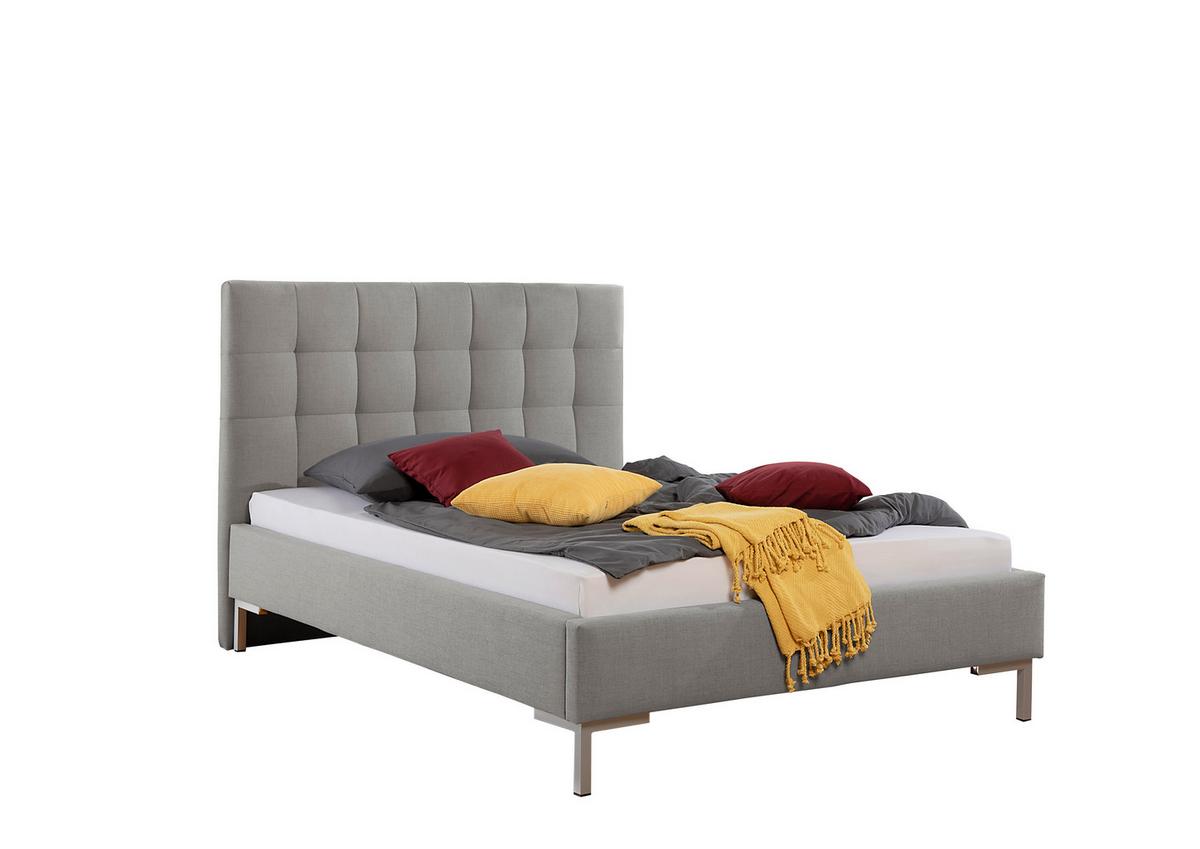 Polsterbett Maurizio Grau ca. 140x200 cm - Silberfarben/Grau, MODERN, Textil/Metall (140/200cm) - Livetastic