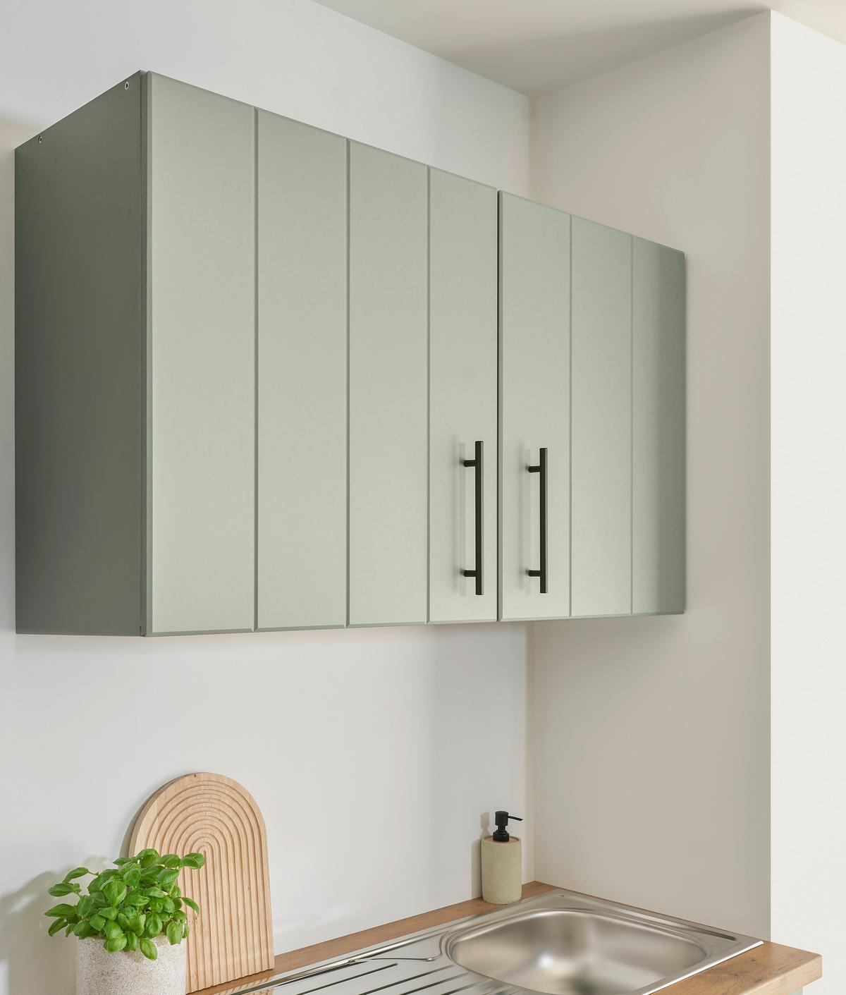 Küchenblock Anton m. Geräte Wildeiche/Schilfgrün - Schilfgrün/Wildeiche, Trend, Holzwerkstoff/Metall (220cm) - Respekta