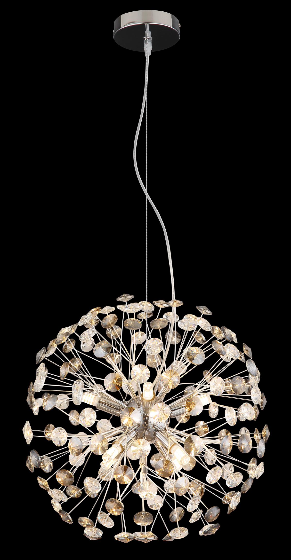 KRISTALL-HÄNGELEUCHTE 64135H1C  KATRINA - Klar/Chromfarben, Lifestyle, Glas/Kunststoff (40/150cm) - Globo