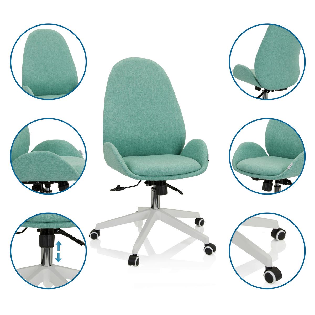 Vrtljivi Stol Avea I, Meta Zelena - bela/metino zelena, Basics, umetna masa/tekstil (56/104/58cm) - MID.YOU