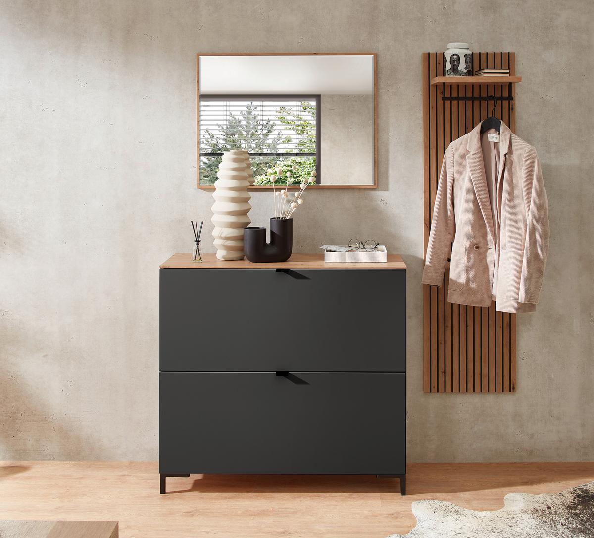SZAFKA UCHYLNA NA BUTY DIANA - czarny/kolor grafitowy, Modern, materiał drewnopochodny/metal (100/84/37cm) - Voleo