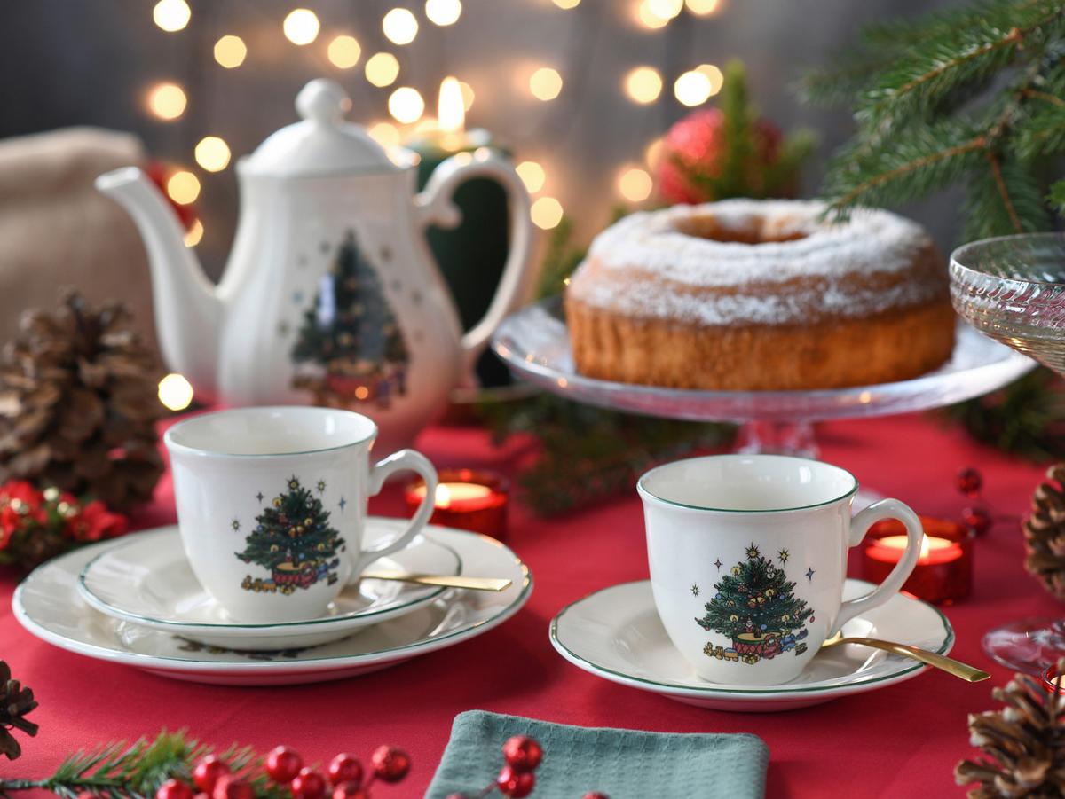 Kaffeeservice Tannenbaum Multicolor/Weiß, 18-teilig - Multicolor/Weiß, Basics, Keramik - Creatable