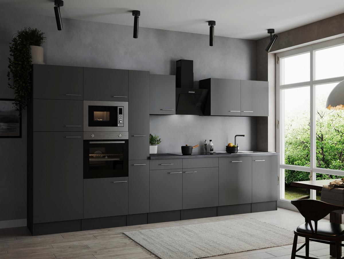 Kuhinjski Blok Z Aparati Oliver, 370cm - srebrne barve/siva, Design, kovina/leseni material (370cm) - Respekta