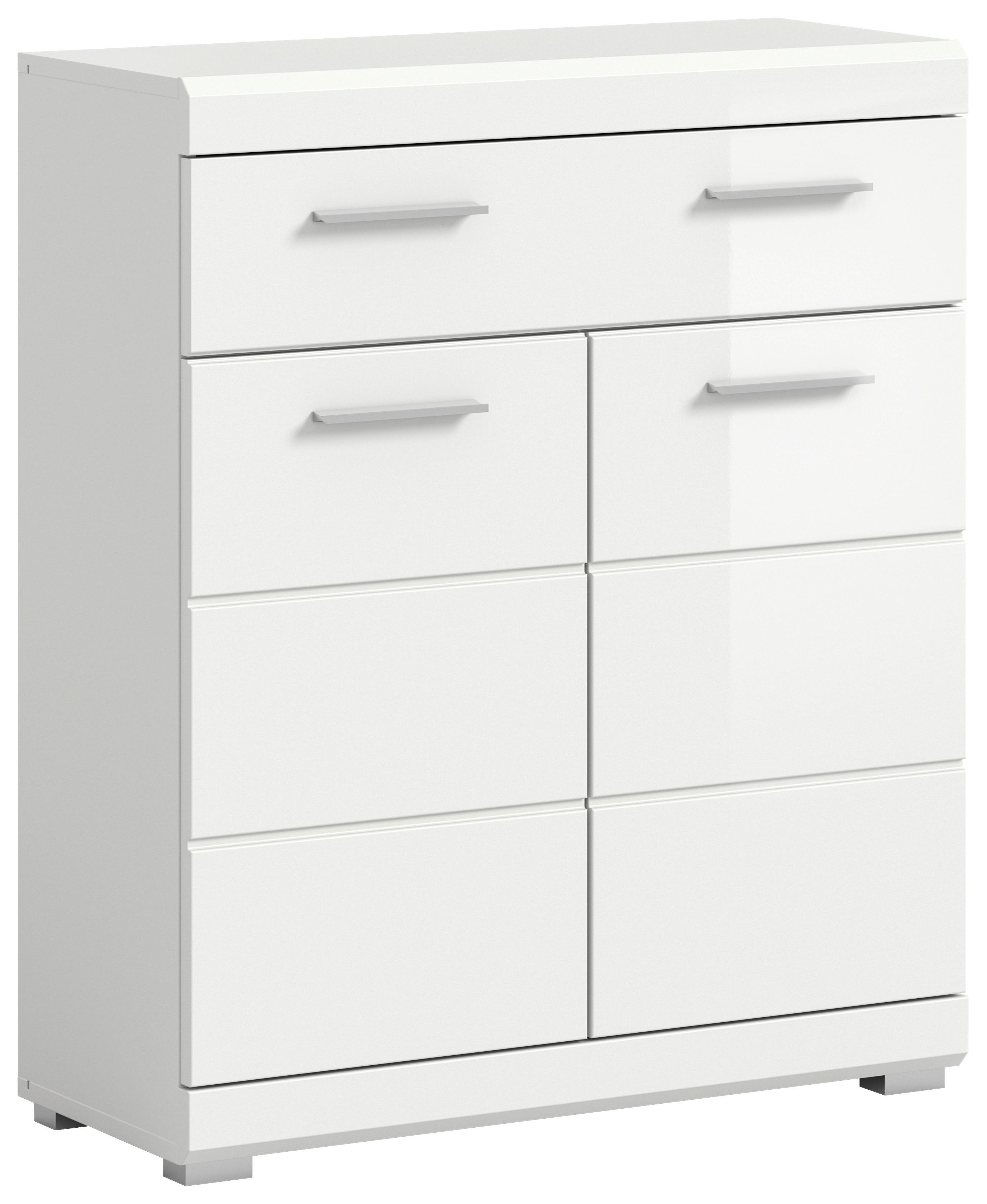 Midischrank SCOUT Weiß Hochglanz ca. 74x88x31 cm - Weiß Hochglanz/Silberfarben, MODERN, Holzwerkstoff/Kunststoff (74/88/31cm) - MID.YOU