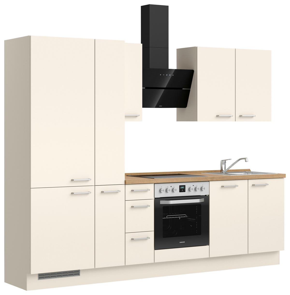 Küchenblock Touch High m. Geräten Magnolie - Edelstahlfarben/Eichefarben, MODERN, Holzwerkstoff/Metall (270cm) - Nobilia