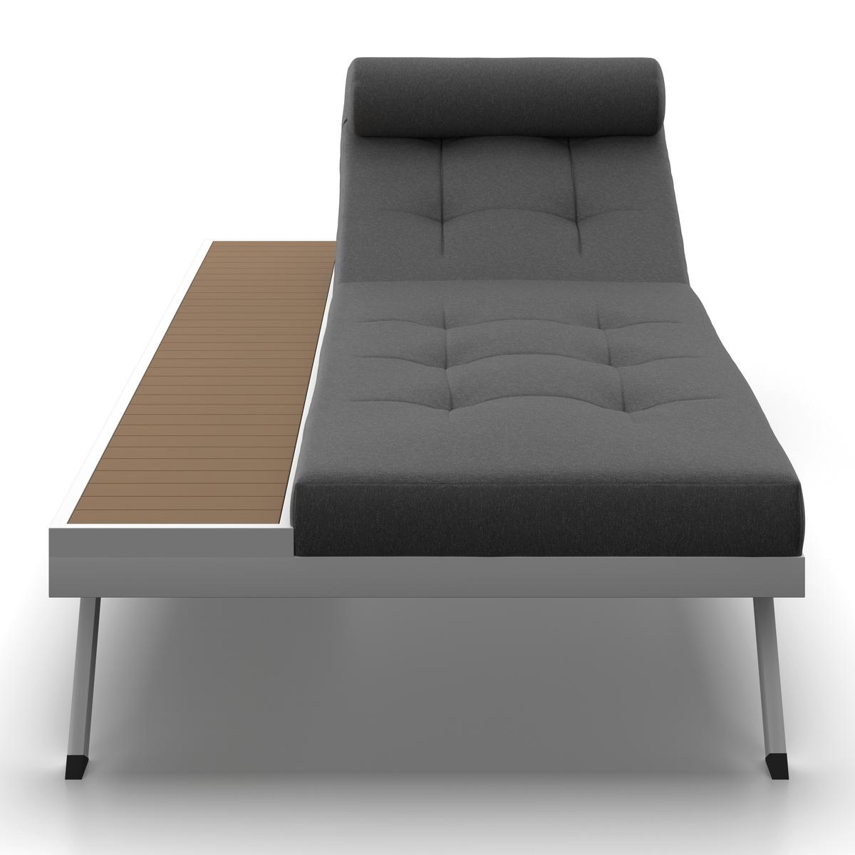 GARTENLIEGE AVOLINA - Weiss/Dunkelgrau, Modern, Kunststoff/Textil (199/30/86cm) - Bessagi Garden