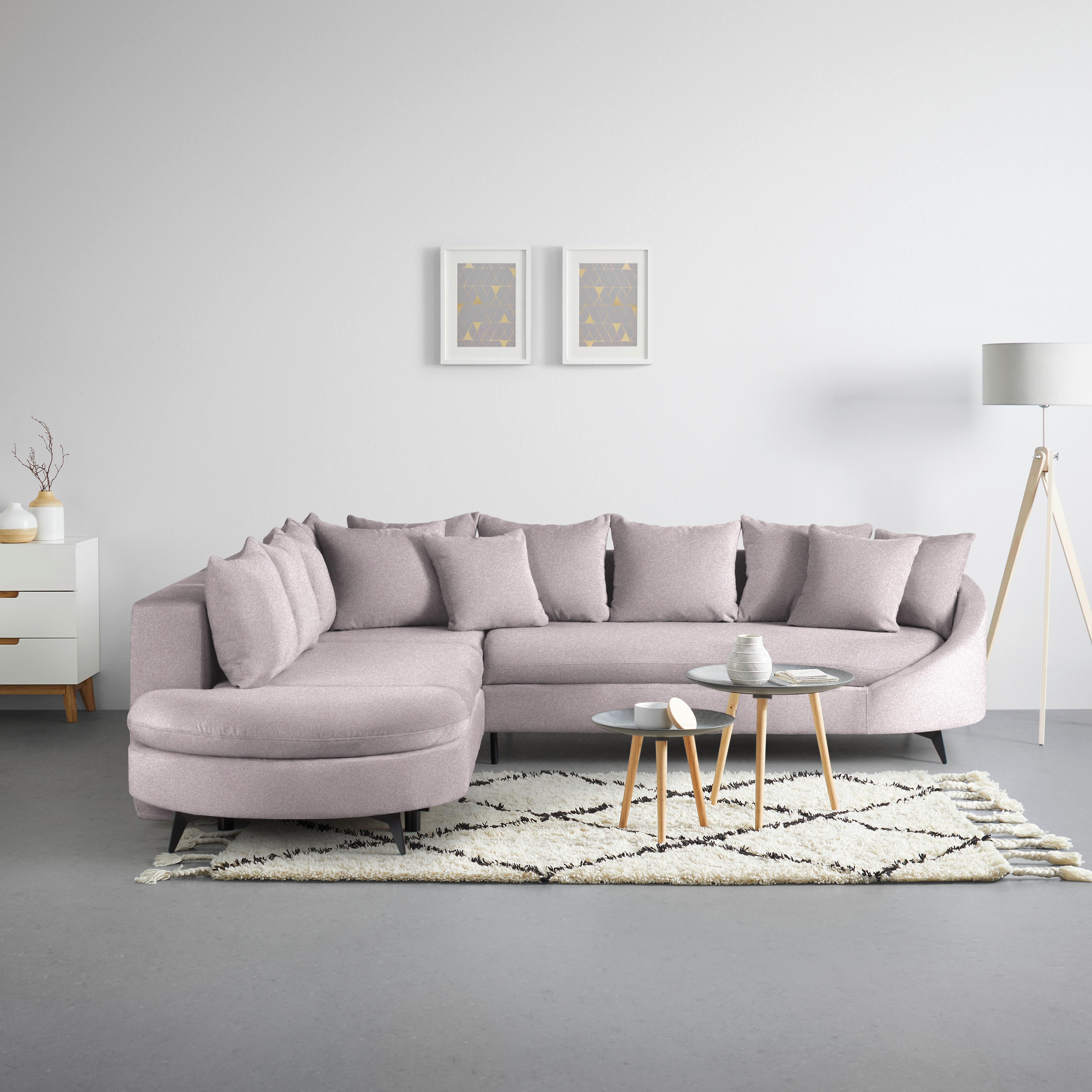 Ecksofa Axel Flieder - Flieder/Schwarz, MODERN, Textil/Metall (250/87/291cm) - Mömax