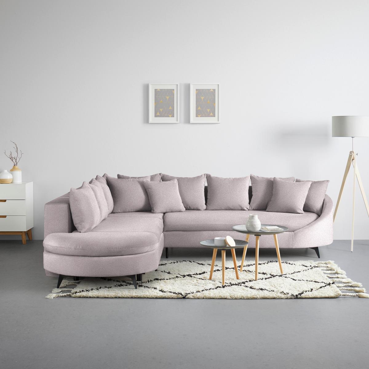 Ecksofa Axel Flieder - Flieder/Schwarz, MODERN, Textil/Metall (250/87/291cm) - Mömax