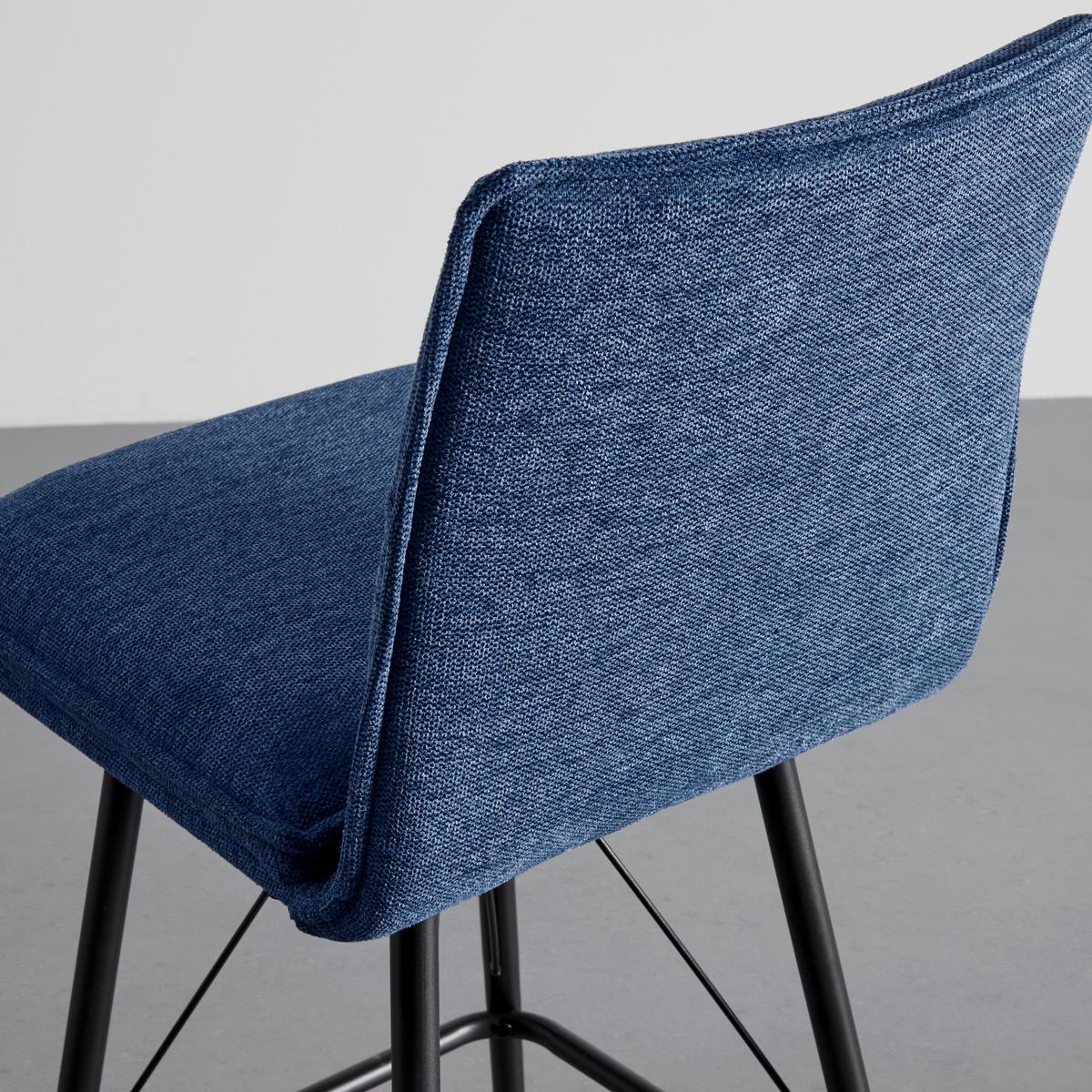 Barhocker-Set Boris Blau Webstoff Gepolstert - Blau/Schwarz, MODERN, Holz/Textil (44/107/56cm) - Bessagi Home
