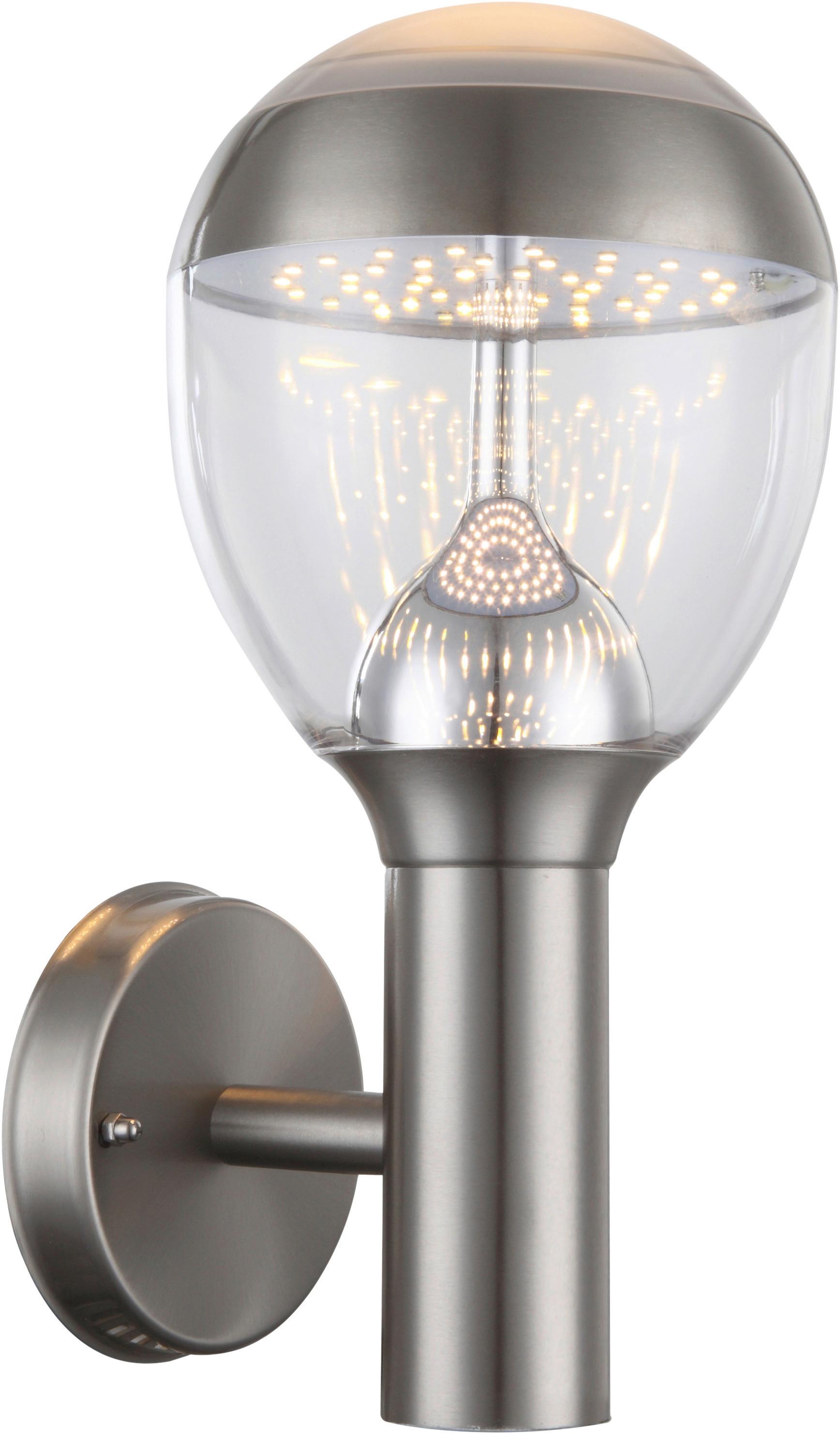 Aussenwandleuchte Callisto L: 15 Cm Silberfarben - Klar/Silberfarben, Basics, Kunststoff/Metall (15/17,3/31,7cm) - Globo
