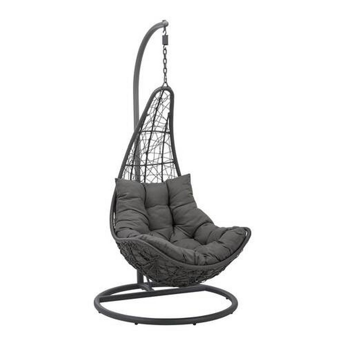 Fotoliu suspendat Rosi - gri închis, Modern, plastic/metal (95/196/96cm) - Bessagi Garden