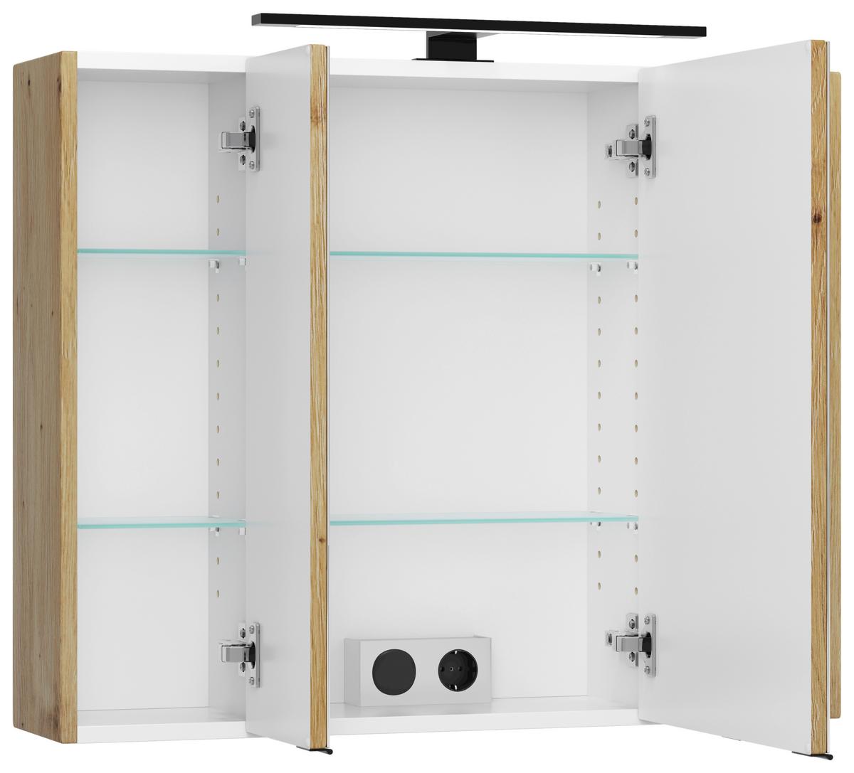 Spiegelschrank Sevilla ca. 80x64 cm Eiche Artisan - Schwarz/Eiche Artisan, MODERN, Glas/Holzwerkstoff (80/64/20cm) - Held