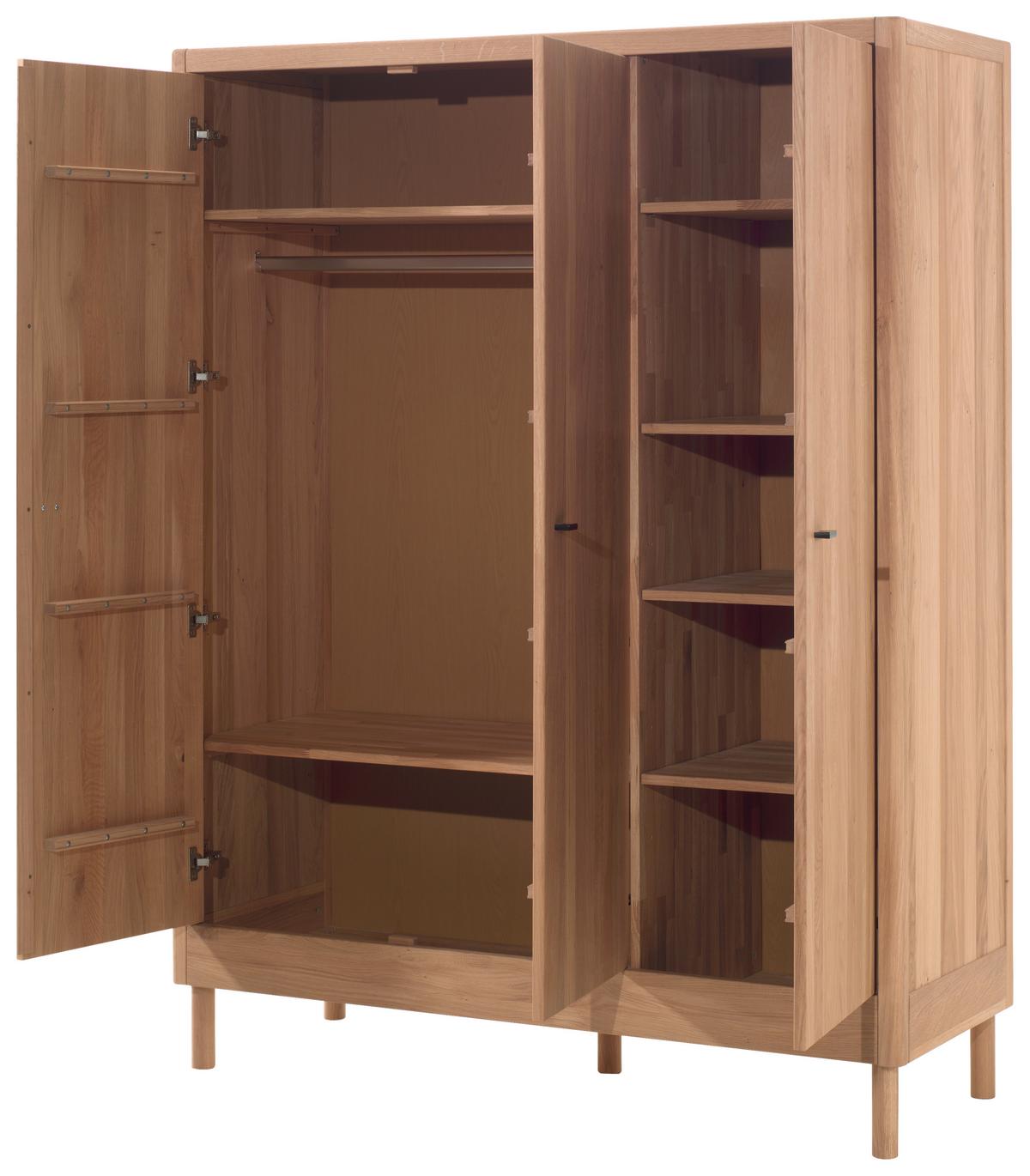 Drehtürenschrank Forrest Eichefarben 3-türig Echtholz - Eichefarben/Schwarz, MODERN, Holz/Metall (145,8/190/55cm) - Vipack