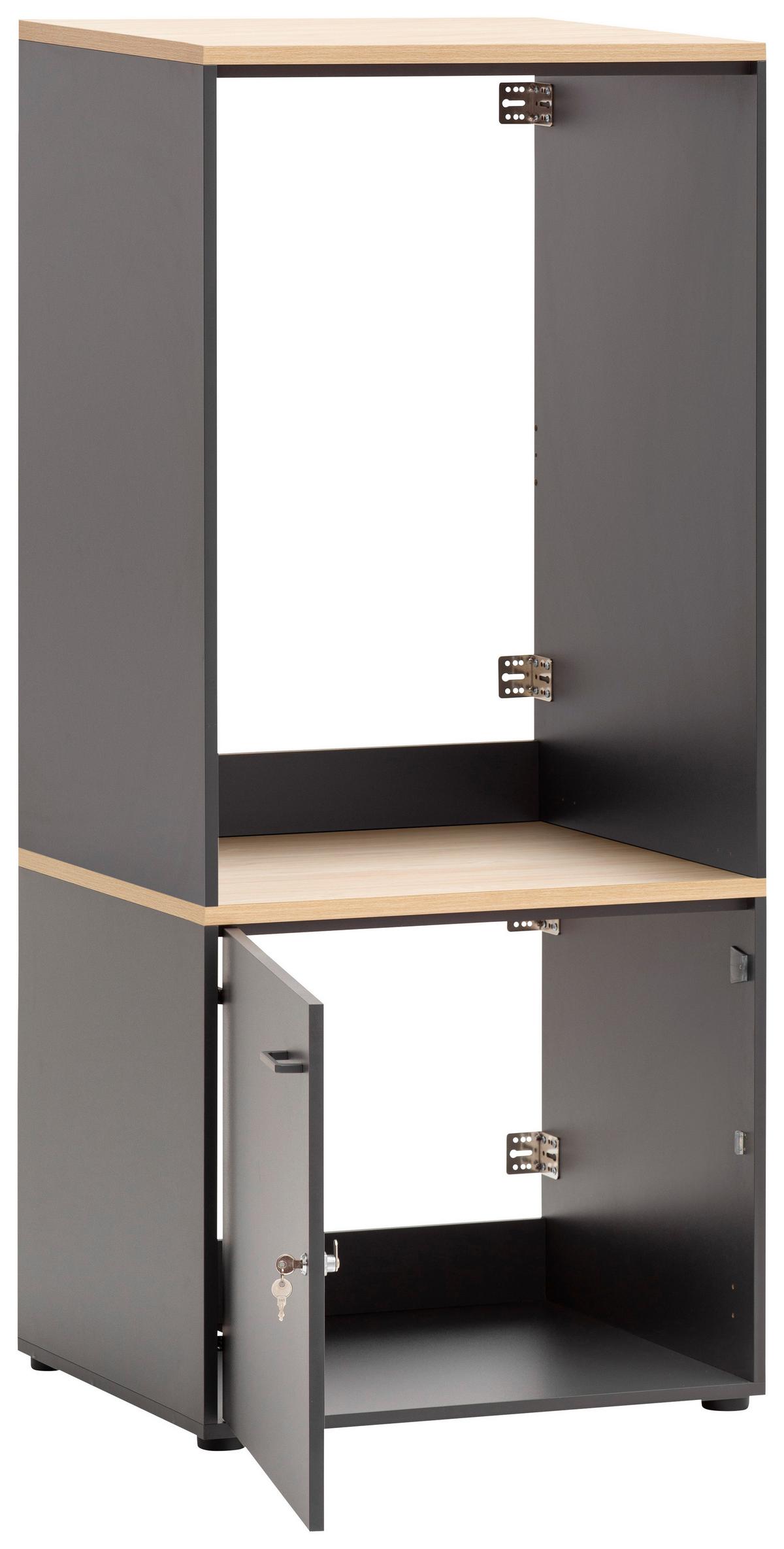 Waschmaschinenscharnk SOLEA SET Anthrazit ca.67x154x60cm - Chromfarben/Eichefarben, MODERN, Holzwerkstoff/Kunststoff (67,1/154,7/60cm) - MID.YOU