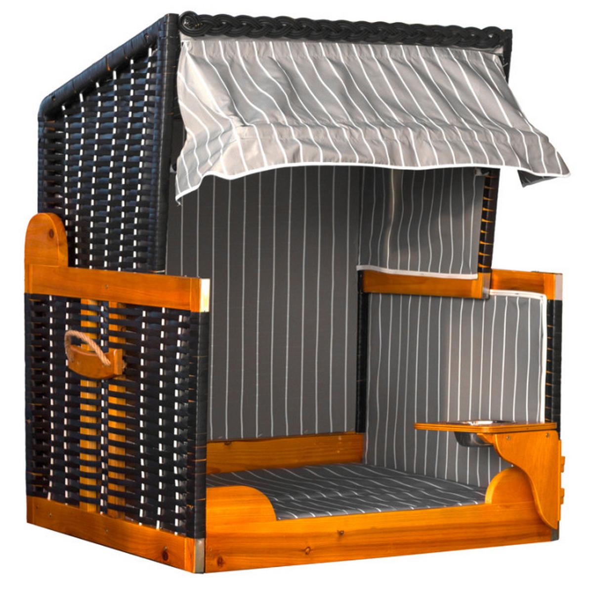 Hundestrandkorb ca. 75x95 cm Grau/Schwarz - Schwarz/Grau, Basics, Holz/Kunststoff (75/95/6cm) - Gardenson