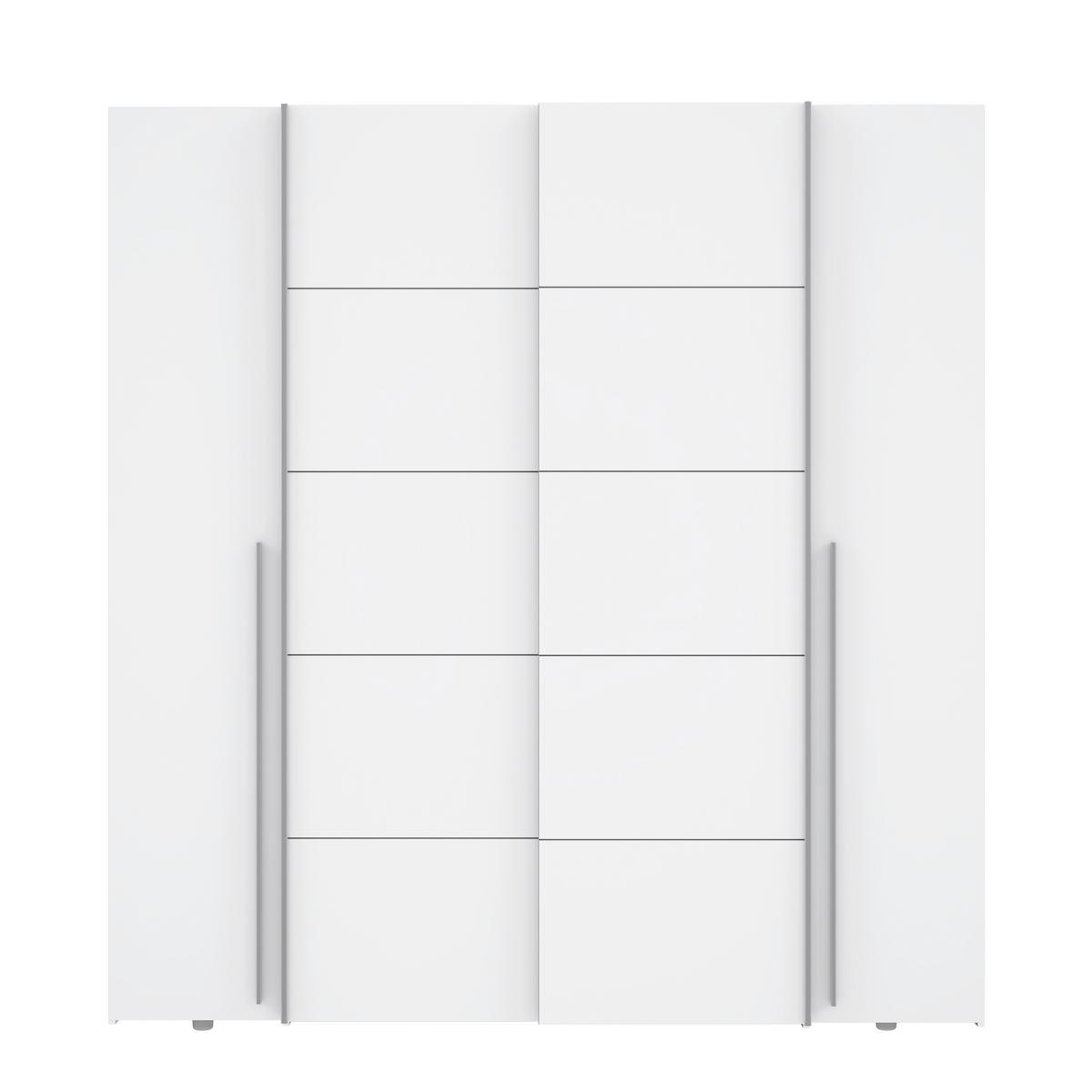 SZAFA NA UBRANIA NARAGO - biały/kolor aluminiowy, Basics, materiał drewnopochodny/tworzywo sztuczne (200/210/61,2cm) - MID.YOU