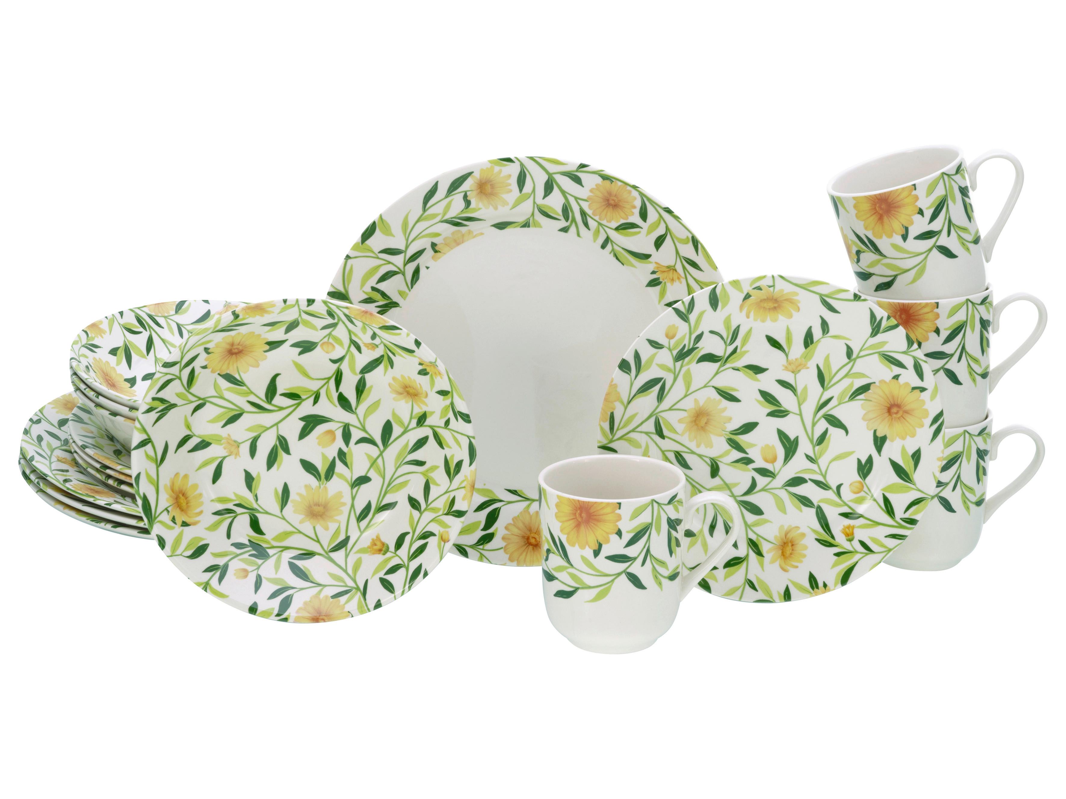 Kombinirani Servis Amarilla, 16-Delni - zelena/bela, Basics, keramika - Creatable