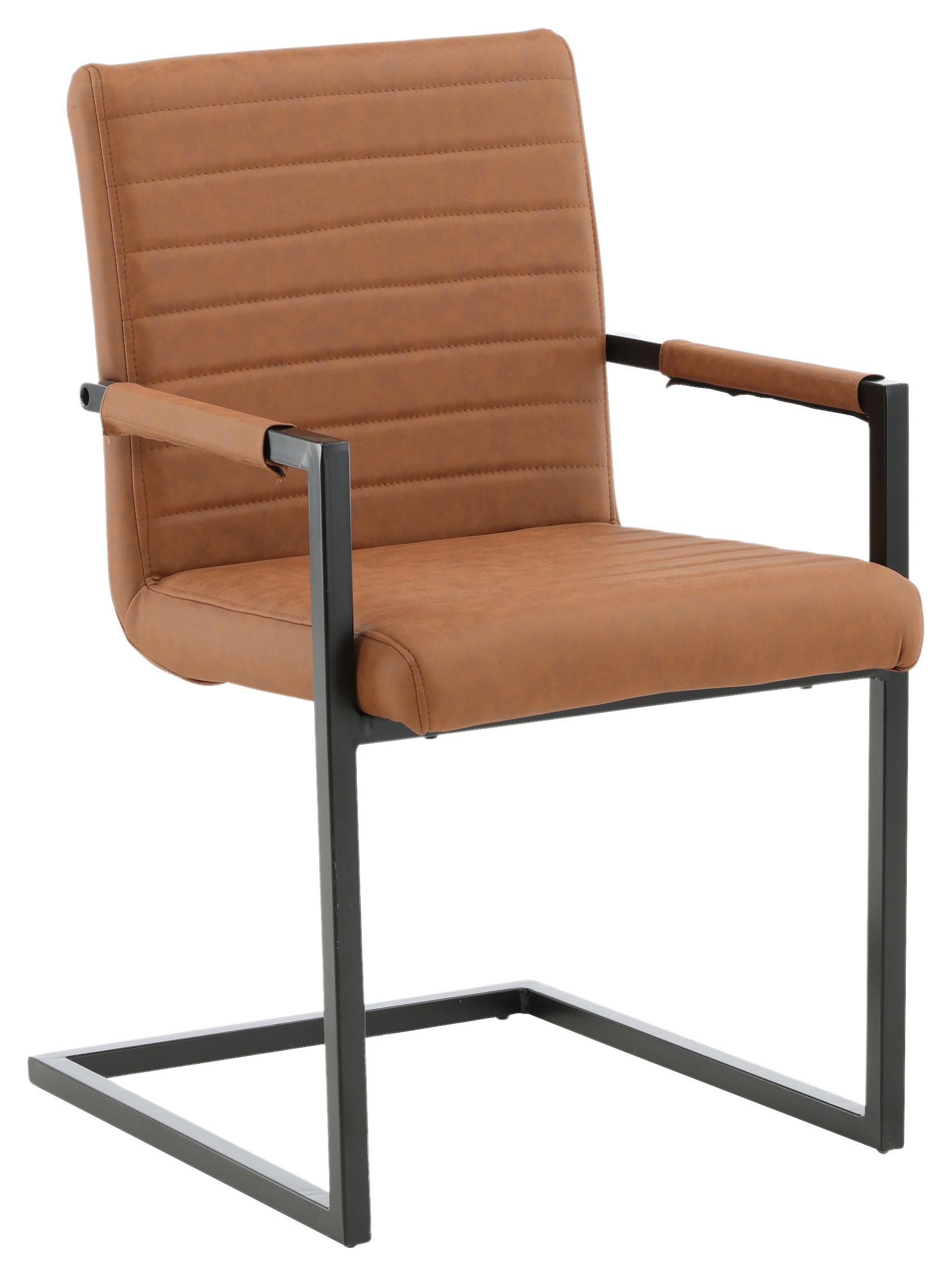 Armlehnstuhl-Set Art ca. 54x88x63 cm Braun/Schwarz - Schwarz/Braun, Design, Textil/Metall (54/88/63cm) - Livetastic